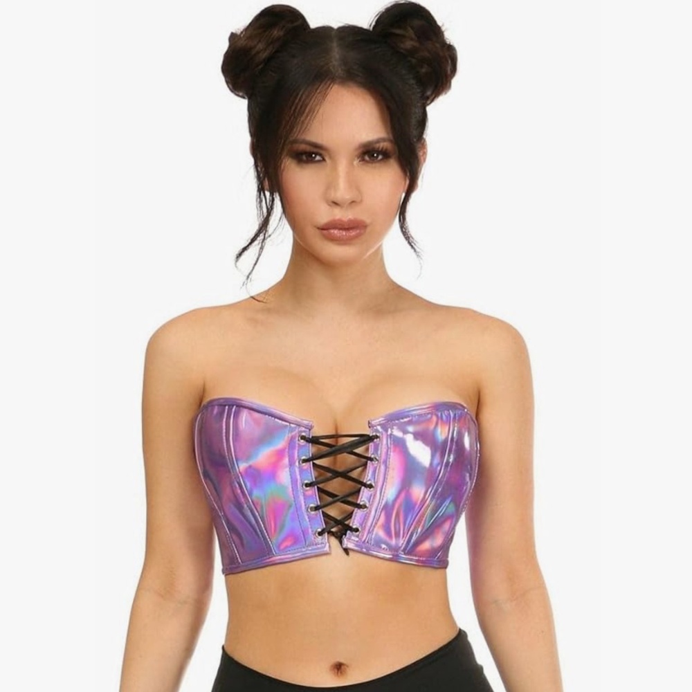 Daisy corsets Womens Lavender Holo Lace-up Bustier Top